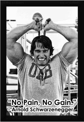 Braj Art Gallery Arnold Schwarzenegger No Pain No Gain Poster Photo Frame Digital Reprint 13.5 inch x 19.5 inch Painting