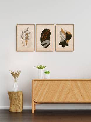 999Store Botanical Leaf With Background Abstract Shape Wall Art Painting Leaf Painting Canvas 18 inch x 36 inch Painting