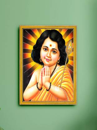 999Store Lord Murugan Photo Painting with photo Frame for Temple Digital Reprint 8 inch x 11 inch Painting