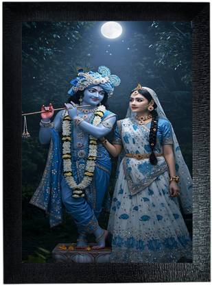 bareth brothers RADHA KRISHNA WALL PHOTO FRAME Digital Reprint 13 inch x 2 inch Painting