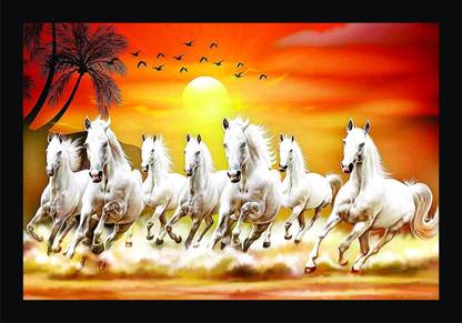 shivang craft Orange Severn hosrse small size Digital Reprint 9 inch x 12 inch Painting