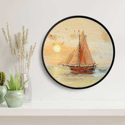 DWELLSINDIA Ship In The Ocean Ring Acrylic for home décor Acrylic 12 inch x 12 inch Painting