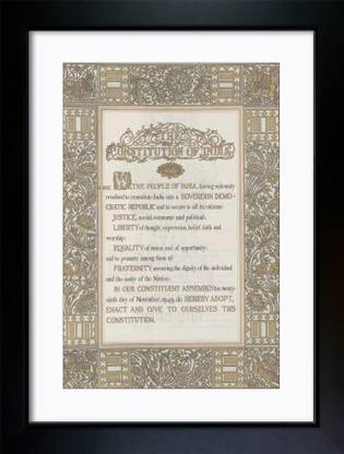 RV SALES RV SALES Preamble of Indian constitution Inspirational Photo Frame Digital Reprint 13.5 inch x 10 inch Painting