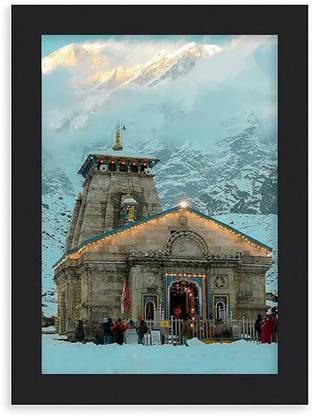 LVY Arts Kedarnath Temple Frame Size with HD Picture-Elegant and Peaceful Art for Gift Digital Reprint 8 inch x 6 inch Painting