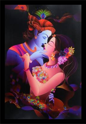 jog craft radha krishna photo, radha krisha love photo frame Digital Reprint 14 inch x 10 inch Painting