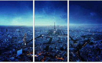 Artzfolio Paris Skyline At Sunset, France Split Art Painting 43 x 26.9 inch (109 x 68 cms) Digital Reprint 26.9 inch x 43 inch Painting
