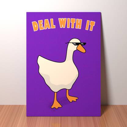 AttoPlate THUG LIFE - DEAL WITH IT Duck Meme Painting | Magnetic Hanging (No Nails Req)-PU Digital Reprint 15.75 inch x 11.25 inch Painting