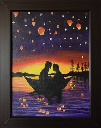 Dikxoo PAF042 (Couple Love) Acrylic 19 inch x 15 inch Painting