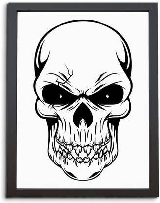 TheKarkhana “Evil Skull Sketch Halloween" Laminated (Without Glass) Digital Reprint 12 inch x 8 inch Painting
