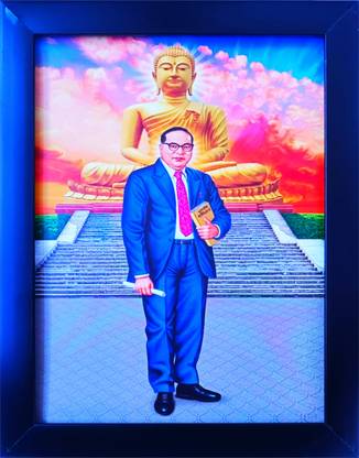 POSTERFORFRAME Dr B R Ambedkar Texture Print Photo Frame Acrylic 14 inch x 11 inch Painting