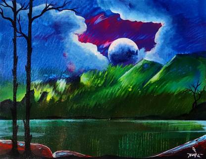 ApaniInterior Nature painting on Canvas Acrylic 15 inch x 18 inch Painting