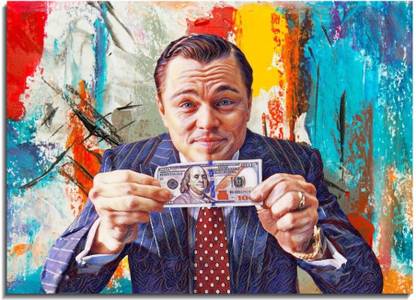 AESTHESY Leonardo and the Doller Bill Stretched Canvas Painting, Artwork for Home Canvas 12 inch x 18 inch Painting