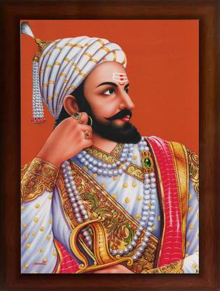Craft Quest Shivaji Maharaj photo frame for wall Decor and gift Canvas 14 inch x 10 inch Painting