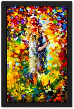 Ritwika's Abstract Modern Art Girl Multicolor Wall Framed Painting Digital Reprint 13.5 inch x 9.5 inch Painting