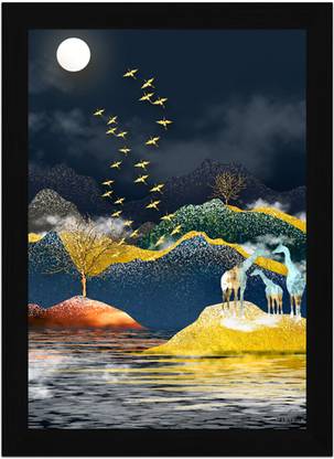 FRIZZY ARTS Moonlit Mirage Digital Reprint 13 inch x 10 inch Painting