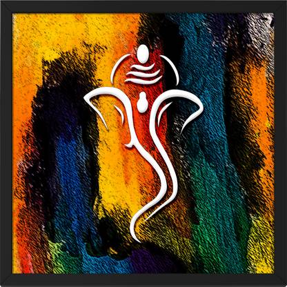 Ritwika's Multicolor Ganesha Modern Art Painting Digital Reprint 13.5 inch x 13.5 inch Painting