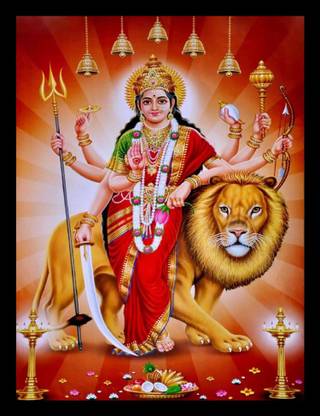MHridayCraft MHC - Durga Mata Ji 15 Digital Reprint 12 inch x 9 inch Painting