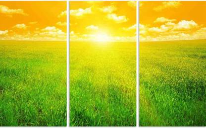 Artzfolio Sunset On A Spring Field Split Painting 35.8 x 22.4 inch Digital Reprint 22.4 inch x 35.8 inch Painting