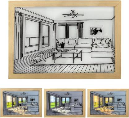HOMMBAY Lighting Decoration, Led Photo Frame, 3-Color Lighting Acrylic Painting Frame Acrylic 18 inch x 24 inch Painting
