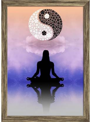 Artzfolio Yin Yang Framed Wall Art Painting Print Canvas 16.4 inch x 12 inch Painting