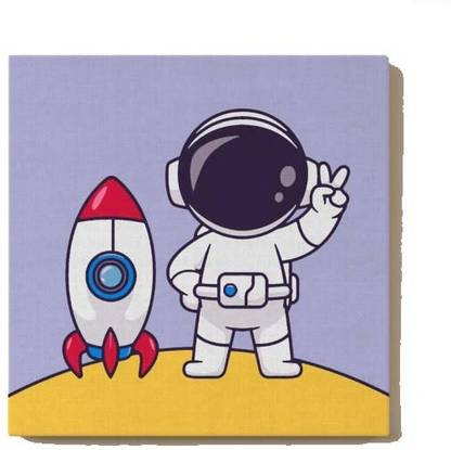 EAZY ARTS EAZY ARTS Astronaut On Moon Paint By Numbers Kit For Kids Canvas 12 inch x 12 inch Painting