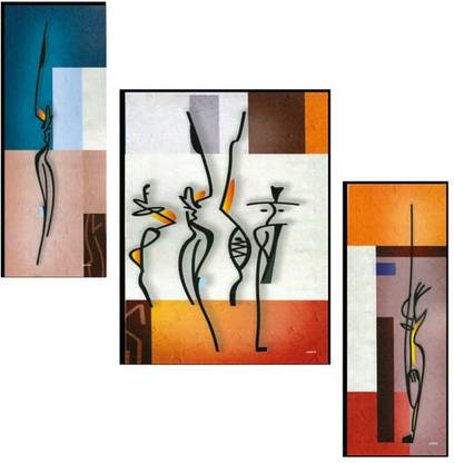 WALLSTOXX Set Of 3 figurative modern art three piece 12X18 Inch Wall Art Painting Digital Reprint 18 inch x 12 inch Painting