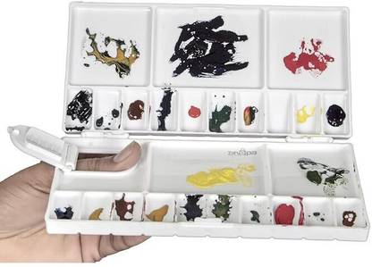 BM RETAIL Plastic 25 Paint Wells Palettes  with Lid