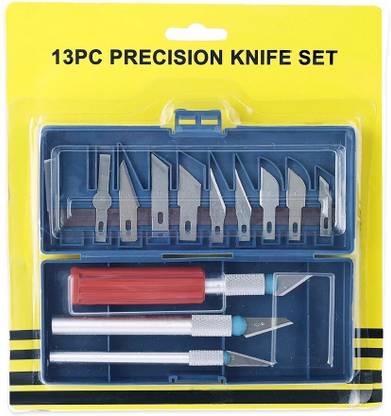 KRAFTMASTERS 13PCS Multi-function Hobby Knife Crafts Carving Cutter Set Art Hand Tool Kit Plastic Grip Hand-held Paper Cutter