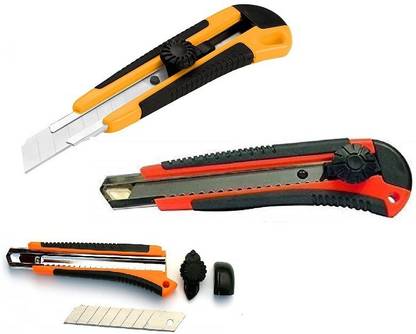 Eclet Heavy Duty 18 mm Cutter Knife with 10 Replacement Blades Plastic Grip Hand-held Paper Cutter