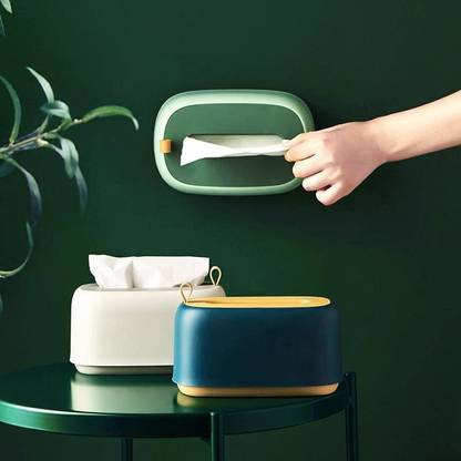 KUNYA Wall Mounted Bottom Design Tissue Paper Dispenser Tissue Paper Box with Spring Tissue Dispenser Storage Case Holder for Napkin Paper Dispenser