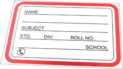 90 Degree School Notebook Stickers Name Labels Slips With Tel No. For School Note Book Self Adhesive Paper Label