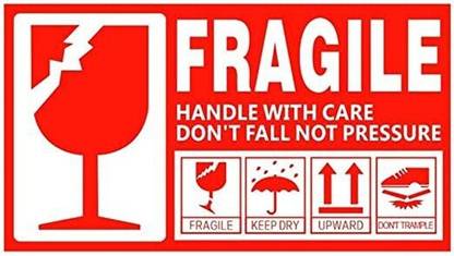 RAIMO Fragile Handle with Care Size: 12 X 8 Cms Self Adhesive Packing Sticker (200) Office Paper Label