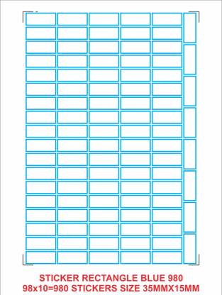 selfadhesive STICKER RECTANGLE BLUE 980 STICKERS (PACK OF 10 SHEETS) Self-Adhesive Paper Label