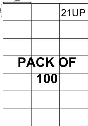 SMARTSON A4 Stickers 21UP 64 x 38mm (100 Sheet pack) Self-Adhesive Paper Label