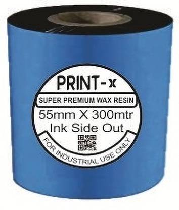 PRINT-x 55X300 MTRs Super Premium Wax Resin Ribbon | Thermal Transfer Barcode Ribbon Paper Label