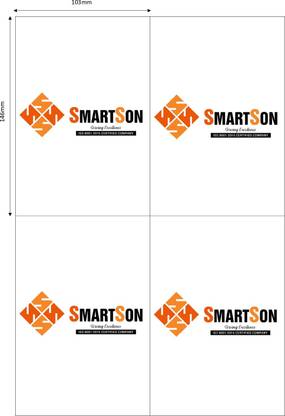 SMARTSON A4 Stickers Self - Adhesive 4UP 103 x 146 /100 Sheet Pack Self Paper Label