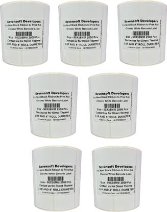 Royaltec 50X38MM Barcode Label Set of 7 Self-adhesive 2 UP Chromo 4" Diameter Roll (Use Black Ribbon to Print Stickers) Paper Label