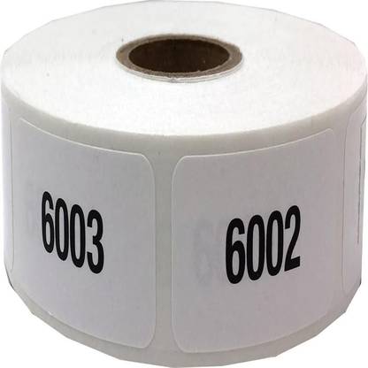 BlackDreams Consecutively Numbered Paper Labels 1"x1" Square (Number Sequences) - 6001-7000 Permanent Adhesive Stickers Paper Label