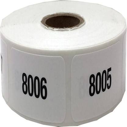 BlackDreams Consecutively Numbered Paper Labels 1"x1" Square (Number Sequences) - 8001-9000 Permanent Adhesive Stickers Paper Label