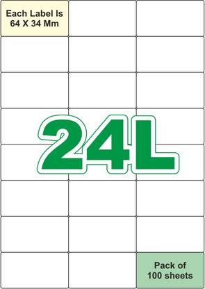 ZOOHI Multi Purpose Self Adhesive 2400 Labels, Size 64 x 34 mm, (Pack Of 100 Sheets) Suitable for Barcode, Product Details, MRP Printing Etc Paper Label