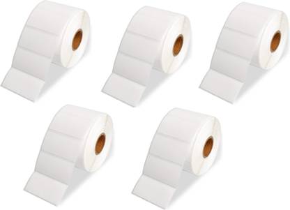 True-Ally 50x25 Non Tearable waterproof-Polyester Glossy premium-1000/Roll-2x1 inch Self Adhesive Sticker for Printing Barcoding(Ribbon required) (pack of 5 Rolls) Paper Label