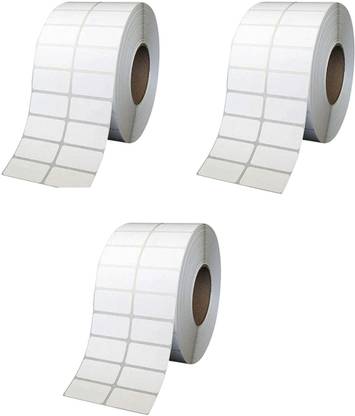 True-Ally 38x25 Direct Thermal Barcode Label Sticker - 1.5 x 1 inch-2 Ups-2000 Labels/Roll White Self Adhesive Sticker for Printing Barcoding (Pack of 3) Paper Label
