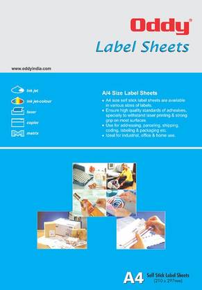 Oddy Oddy ST-1A4100 ( 1 LABEL OF A4 SIZE PER SHEET) PACK OF 100 SELF ADHISIVE Paper Label