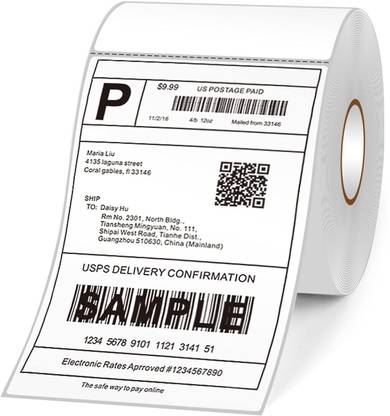 Portus World Wide 100x150 ( 4x6 ) Direct Thermal Labels Pack of 400 Self Adhesive Paper Label