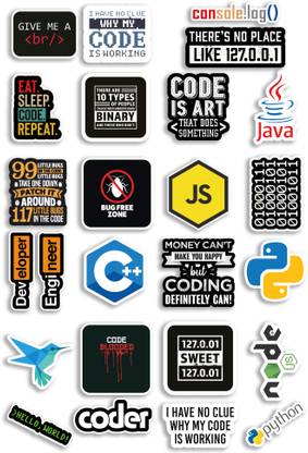 D2C Pack of 25 Glitter Finish Laptop Label for Programmer, Coder, Developer Peal & stick Paper Label