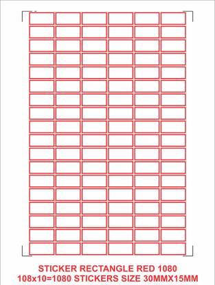 selfadhesive STICKER RECTANGLE RED 1080 STICKERS (PACK OF 10 SHEETS) Self-Adhesive Paper Label