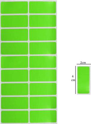 CLAPPERZZ Fluorescent Neon Green Stickers | Small Rectangle Adhesive Labels Self-adhesive Paper Label
