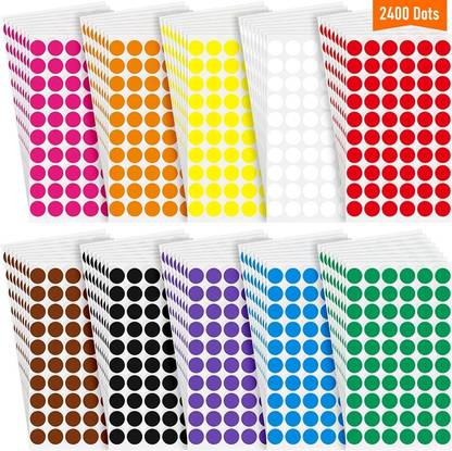 True-Ally 2400 Pcs Mix Color 12 mm Round Dot Sticker Self Adhesive Label Writable Surface for Kids Activity , File Classification, Calendar Planner (Assorted Color) Paper Label