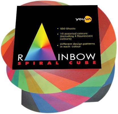 NAVNEET Youva Rainbow Spiral Cube 500 Sheet Paper Label