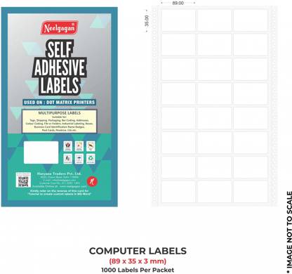NEELGAGAN Computer Label (89x35x3mm) For Dot Matrix Printer (DMP LABEL) 24 Label Per Packet self-adhesive labels Paper Label